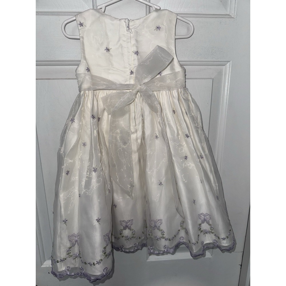 American Princess Toddler Girls Purple Embroidered Butterfly Bow Dress 3T